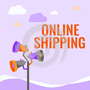 Inspiration showing sign Online Shipping. Internet Concept the act or manner of delivering something through the net