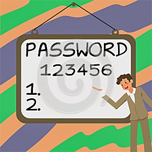 Inspiration showing sign Password 123456. Conceptual photo the hidden word or expression to be used to gain access to