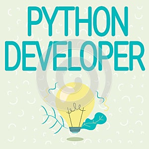 Inspiration showing sign Python Developer. Concept meaning responsible for writing serverside web application logic