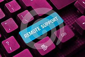 Conceptual display Remote Support. Business approach help end-users to solve computer problems and issues remotely