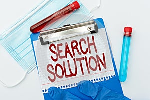 Inspiration showing sign Search Solution. Business approach an action or process of finding solution to a problem