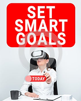 Inspiration showing sign Set Smart Goals. Word for Establish achievable objectives Make good business plans