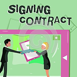 Inspiration showing sign Signing Contract. Business showcase the parties signing the document agree to the terms