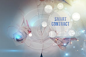 Inspiration showing sign Smart Contract. Internet Concept digital agreement to control the transfer of digital