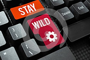 Inspiration showing sign Stay Wild. Conceptual photo Disease awareness campaign fighting to lessen the COVID19 cases