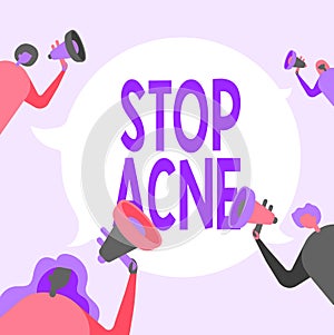 Inspiration showing sign Stop Acne. Word Written on control the occurrence of inflamed sebaceous glands in the skin