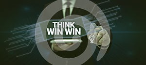 Inspiration showing sign Think Win Win. Business approach Business Strategy Competition Challenge Way to be success