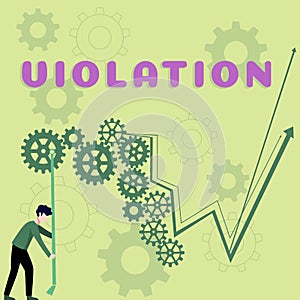 Inspiration showing sign Violation. Business approach an infringement of established rules or laws