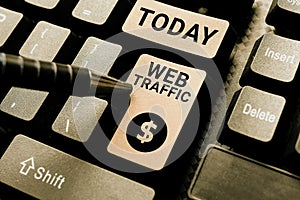 Inspiration showing sign Web Traffic. Business overview amount of web users and attempted visit measured of a website