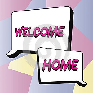 Inspiration showing sign Welcome Home. Word Written on Expression Greetings New Owners Domicile Doormat Entry photo