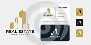 Inspirational modern real estate logo design with business card vector template