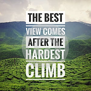 Inspirational motivating typography quote on nature background.