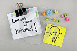 Inspirational Motivational Business Phrase Note Change Your Mindset