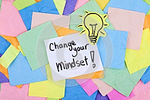 Inspirational Motivational Business Phrase Note Change Your Mindset