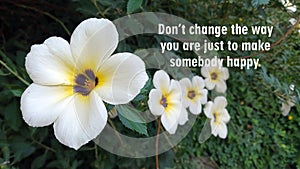 Inspirational motivational quote - Do not change the way you are just to make somebody happy. With nature beauty background of photo