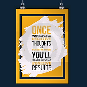 Inspirational motivational quote about results. Vector simple design. Poster for wall