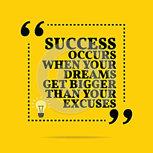 Inspirational motivational quote. Success occurs when your dream photo
