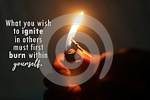 Inspirational motivational quote - What you wish to ignite in others must first burn within yourself.