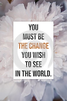 Inspirational poster You must be the change you wish to see in the world