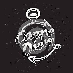 Inspirational quote Carpe Diem. Vector vintage typography.