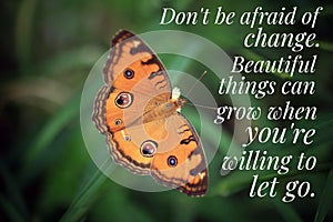 Inspirational quote - Do not be afraid of change. Beautiful things can grow when you are willing to let go.