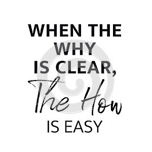 Inspirational Quote - When the why is Clear, The how is easy