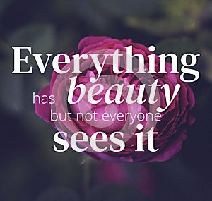 Inspirational quotes. Everything has beaty but not everyone sees it.