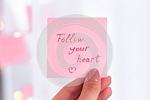 inspirational quotes on pink sticker,handwriting text