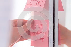 inspirational quotes on pink sticker,handwriting text