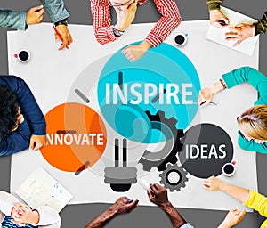 Inspire Ideas Innovate Imagination Inspiration Concept photo