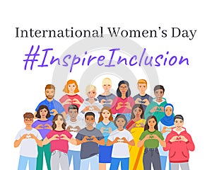 Inspire inclusion heart hands International Women\'s Day 2024 banner