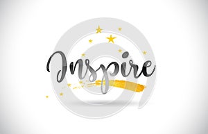 Inspire Word Vector Text with Golden Stars Trail and Handwritten