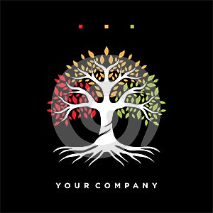 Inspired colorful tree logo with a modern design. Concept of colorful leafy tree vector illustration