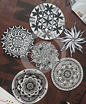 Inspired from mandala art with black and white design