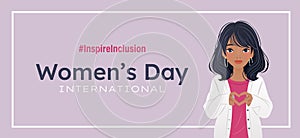 Inspireinclusion. 2024 International Women's Day horizontal banner.
