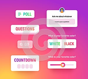 Insta story sticker collection, social media labels template for your post and stories design on gradient background photo