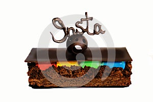 Instagram colorful dessert with chocolate name decoration