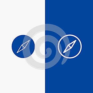 Instagram, Compass, Navigation Line and Glyph Solid icon Blue banner Line and Glyph Solid icon Blue banner