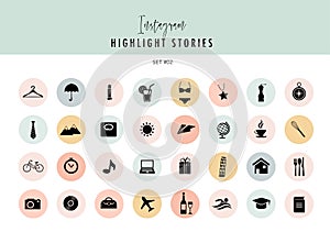 Instagram Highlights Stories Covers Icons collection. Fully editable, scalable vector file photo