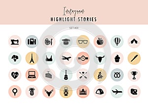 Instagram Highlights Stories Covers Icons collection. Fully editable, scalable vector file