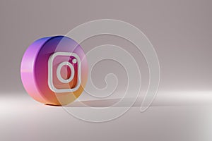 Instagram icon isolated. 3D Illustration. Instagram 3D Rendering Close up. Instagram Channel Promotion Template.