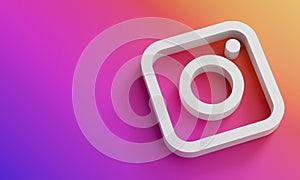 Instagram Logo Minimal Simple Design Template. Copy Space 3D