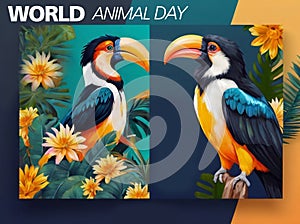 Instagram post design template for birds hornbills