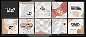 Instagram templates with modern design for shops and blogs.