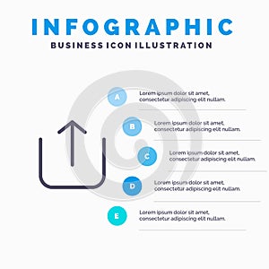 Instagram, Up, Upload Line icon with 5 steps presentation infographics Background photo