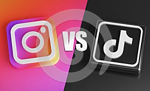 Instagram Versus TikTok. Rivalry Competition Concept on Social Media