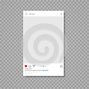 Instagram web mockup. Screen interface in social media. Instagram application, template. Instagram photo frame. Stories, likes.