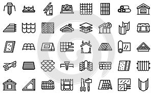 Install the roof icons set outline vector. Safety builder