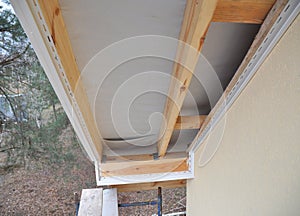 Install Soffit. Roofing Construction. Soffit and Fascia is Usually Constructed of Vinyl, Wood or Aluminum.