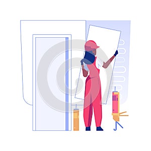 Install wallboards isolated concept vector illustration.